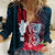 Personalized Guam Women Casual Shirt Latte Stone Mix Bougainvillea Polynesian Pattern LT05 Female Blue - Polynesian Pride