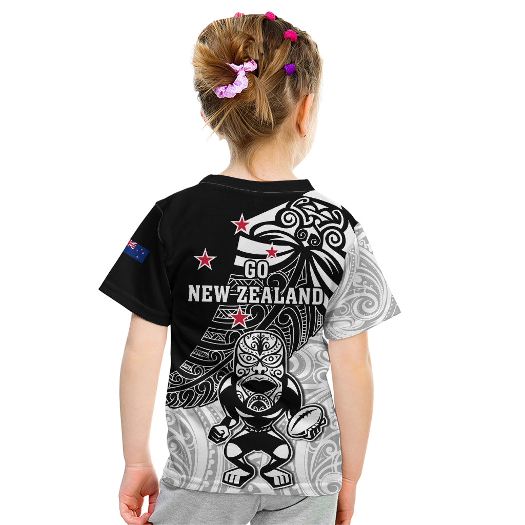 New Zealand Silver Fern Rugby Kid T Shirt World Cup 2023 Go Aotearoa Maori Pattern LT05 - Polynesian Pride