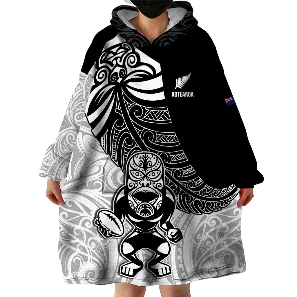 New Zealand Silver Fern Rugby Wearable Blanket Hoodie World Cup 2023 Go Aotearoa Maori Pattern LT05 - Polynesian Pride