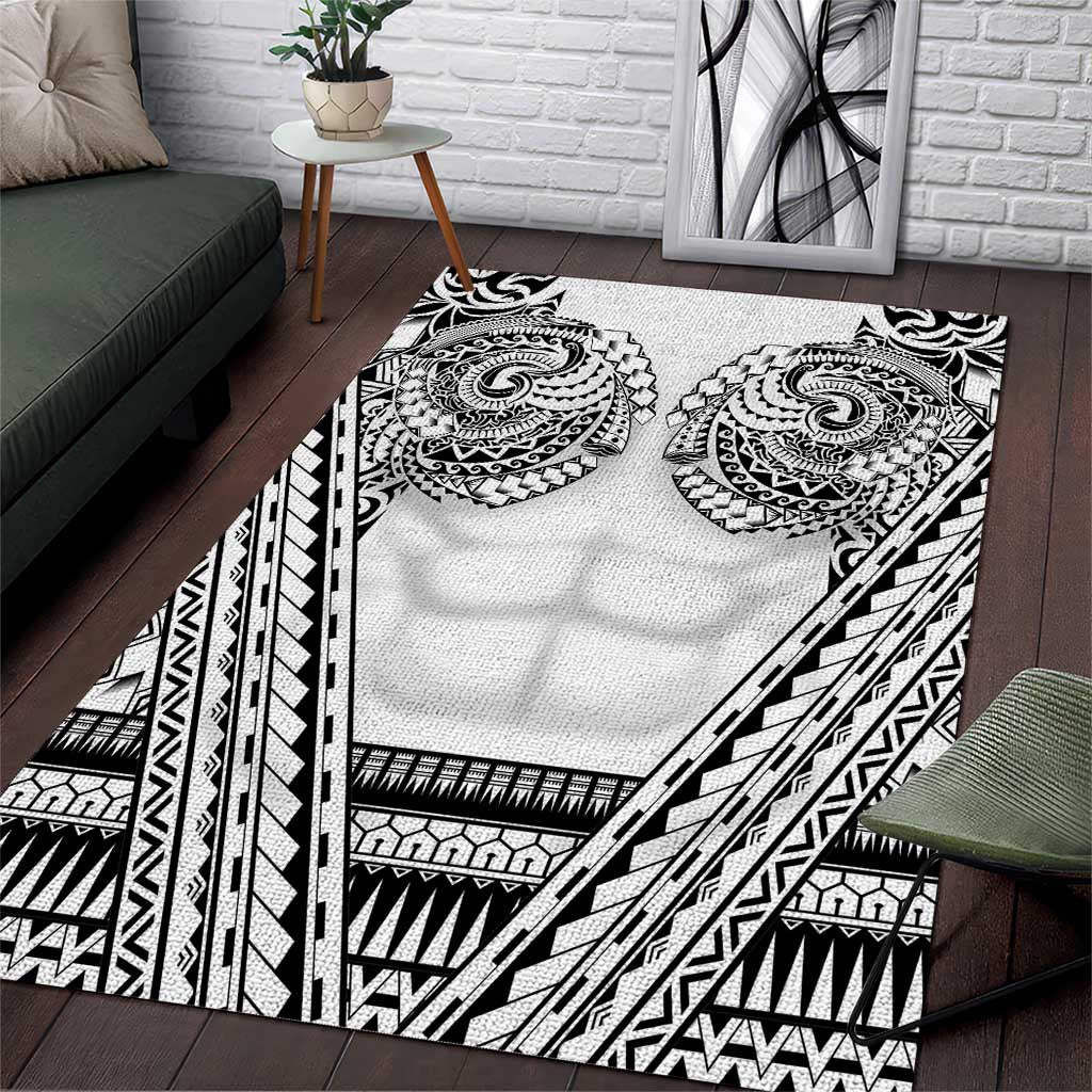 Polynesian Tattoo Inspired Cosplay Costume Area Rug Tribal Warrior White - Polynesian Pride