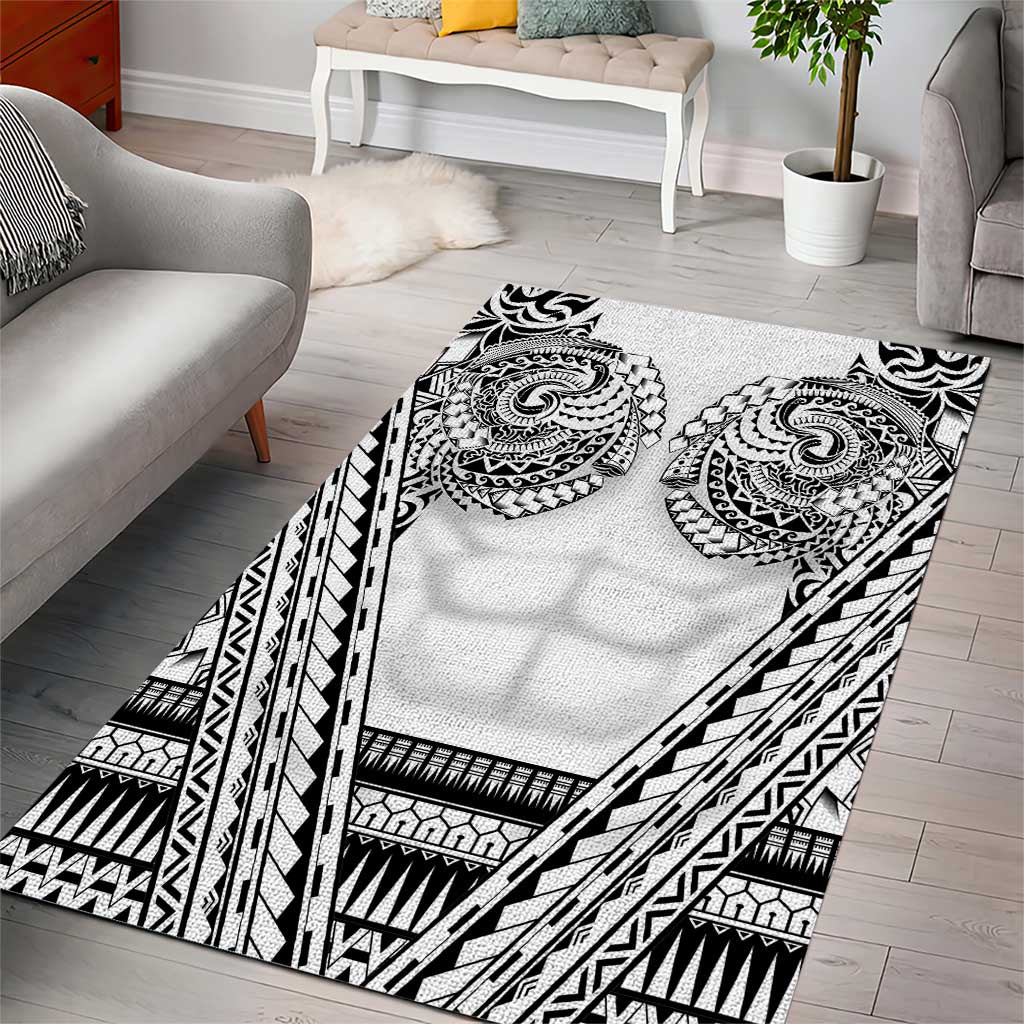 Polynesian Tattoo Inspired Cosplay Costume Area Rug Tribal Warrior White - Polynesian Pride