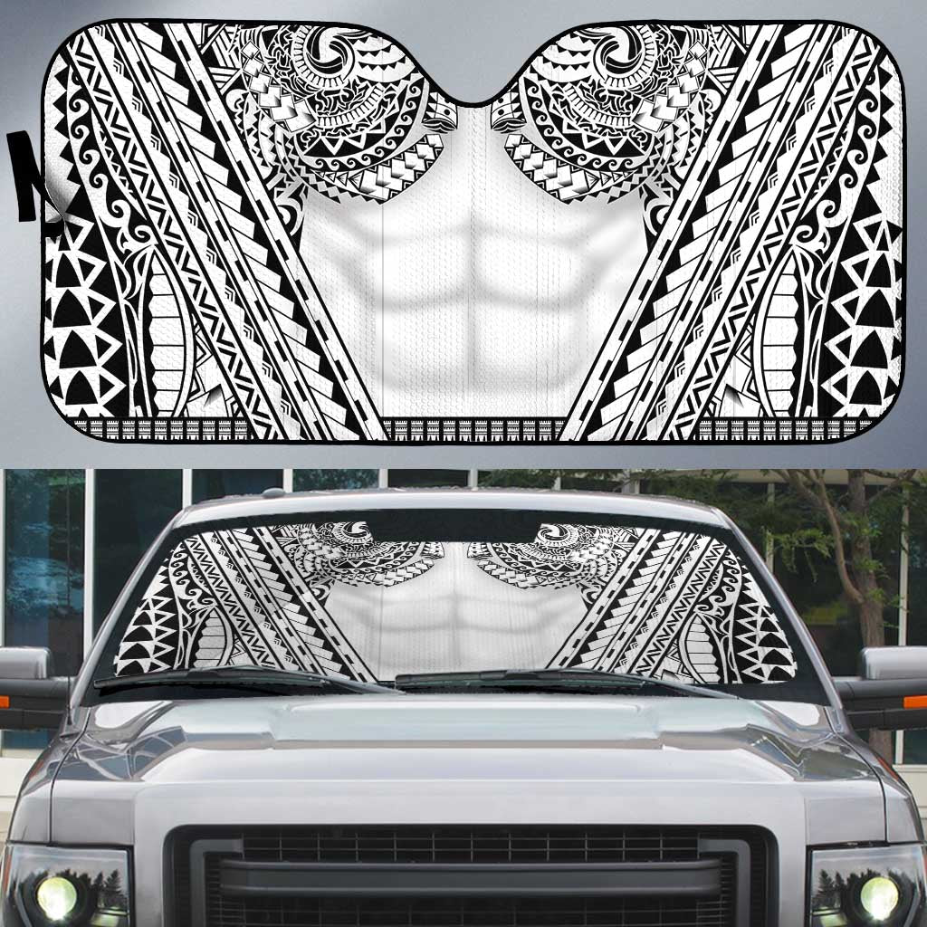 Polynesian Tattoo Inspired Cosplay Costume Auto Sun Shade Tribal Warrior White - Polynesian Pride