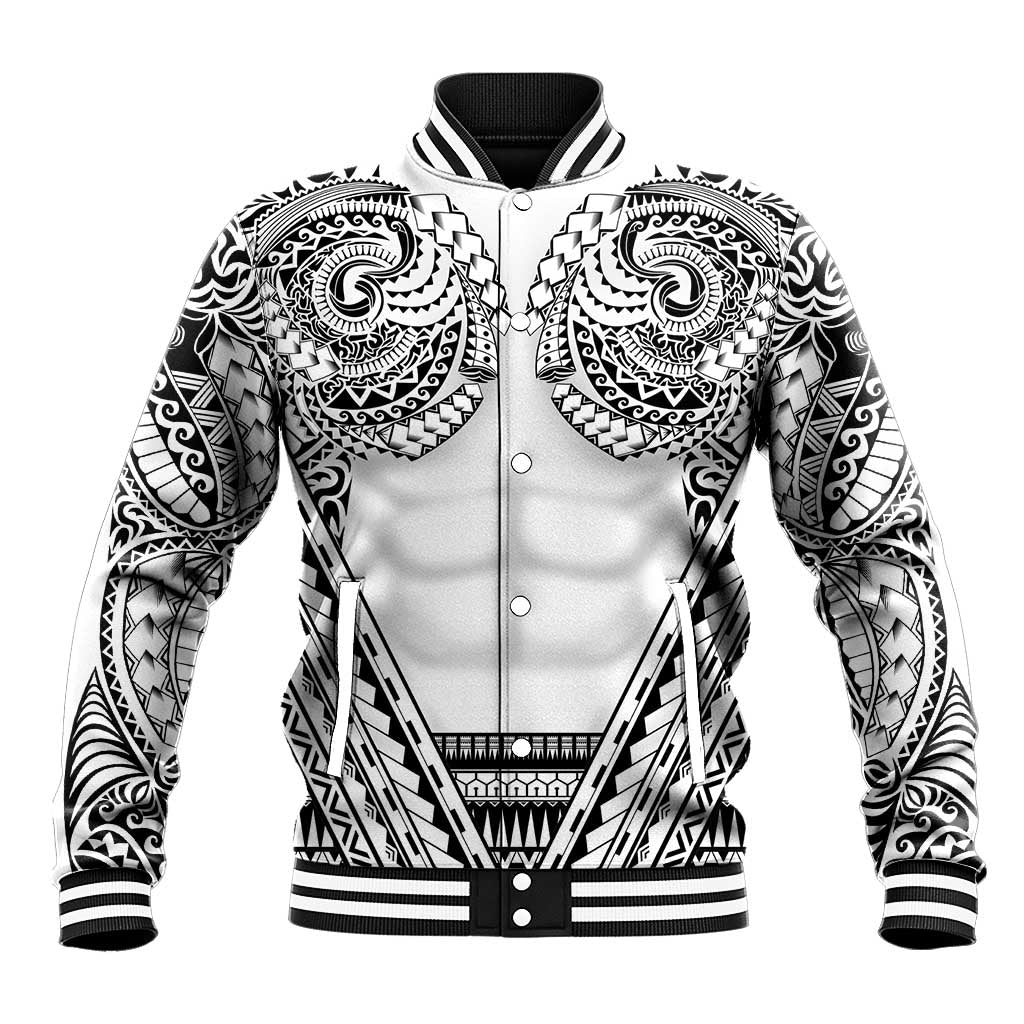 Polynesian Tattoo Inspired Cosplay Costume Baseball Jacket Tribal Warrior White - Polynesian Pride