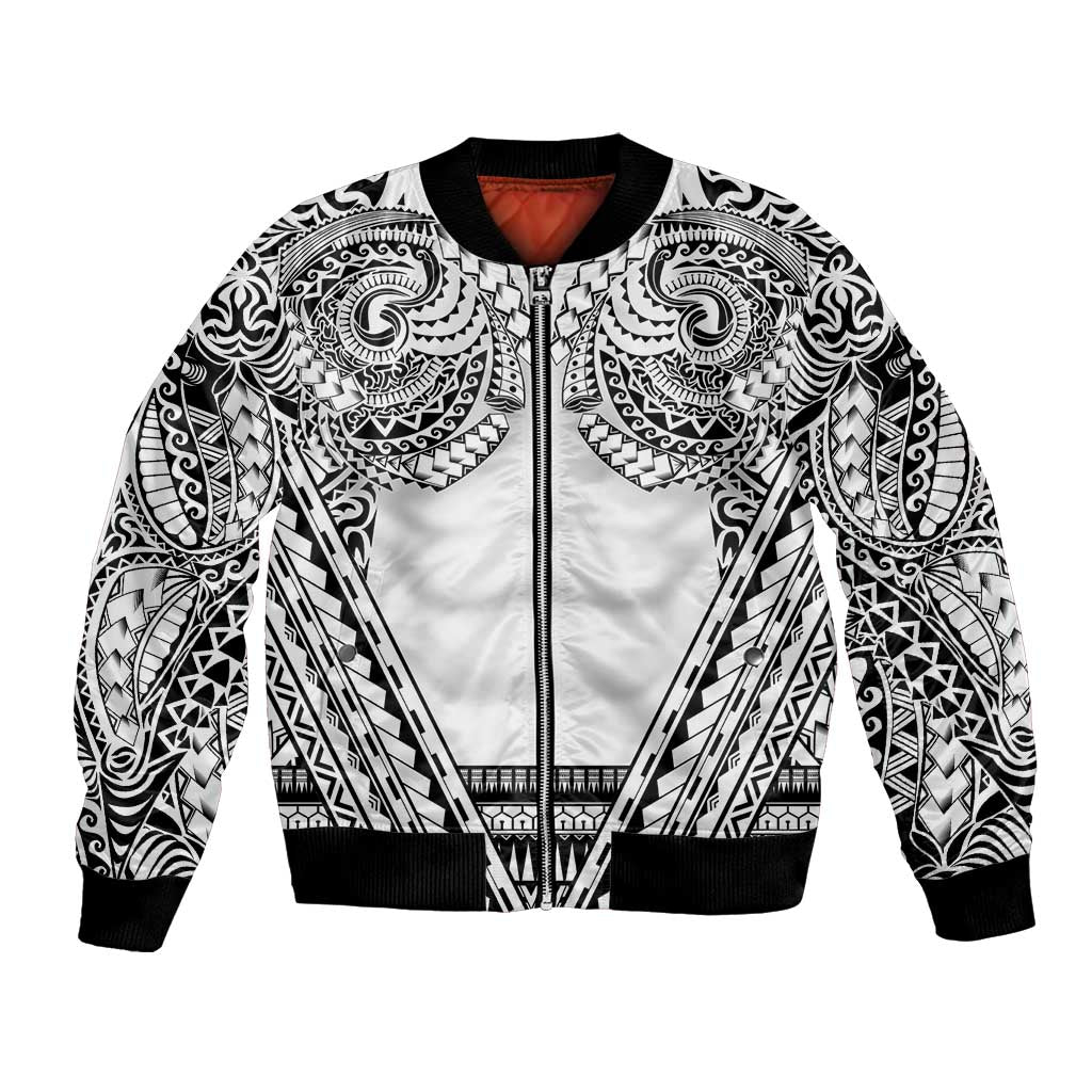 Polynesian Tattoo Inspired Cosplay Costume Bomber Jacket Tribal Warrior White - Polynesian Pride