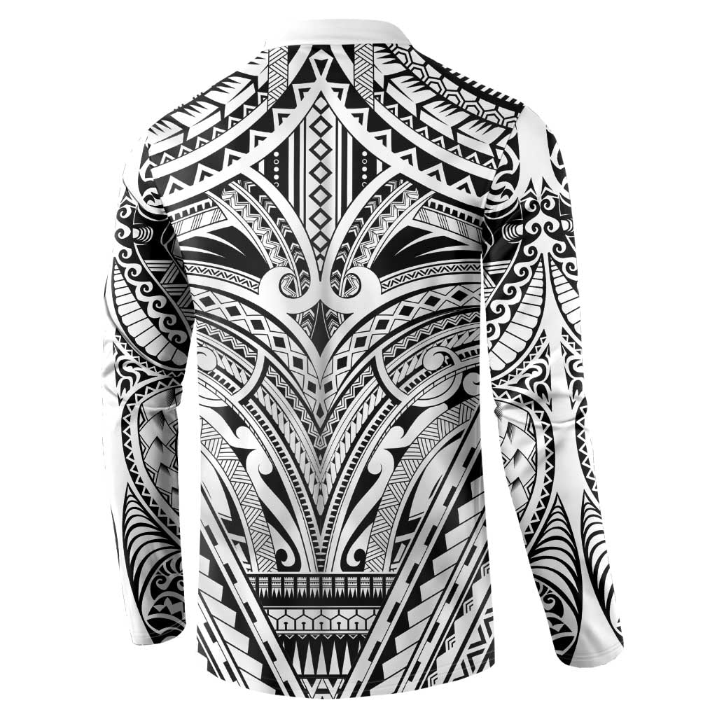 Polynesian Tattoo Inspired Cosplay Costume Button Sweatshirt Tribal Warrior White - Polynesian Pride