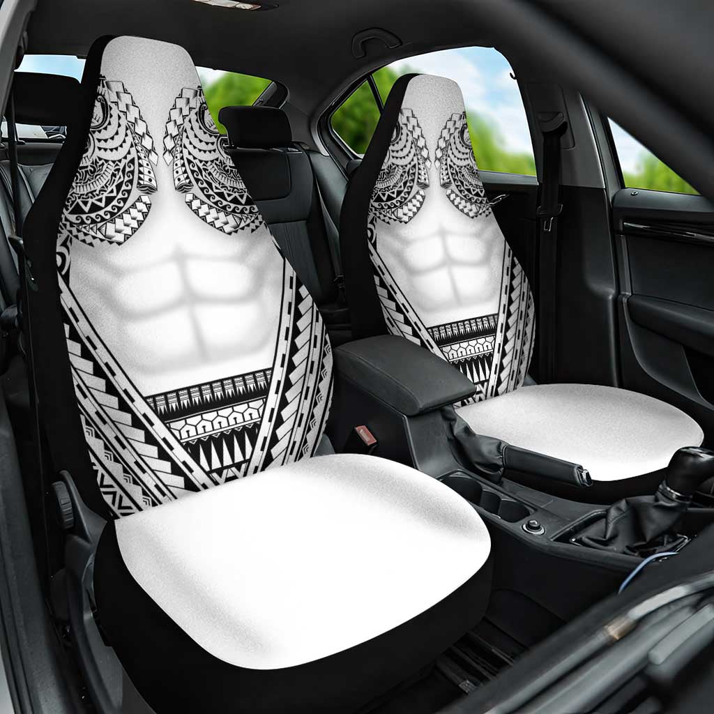 Polynesian Tattoo Inspired Cosplay Costume Car Seat Cover Tribal Warrior White - Polynesian Pride