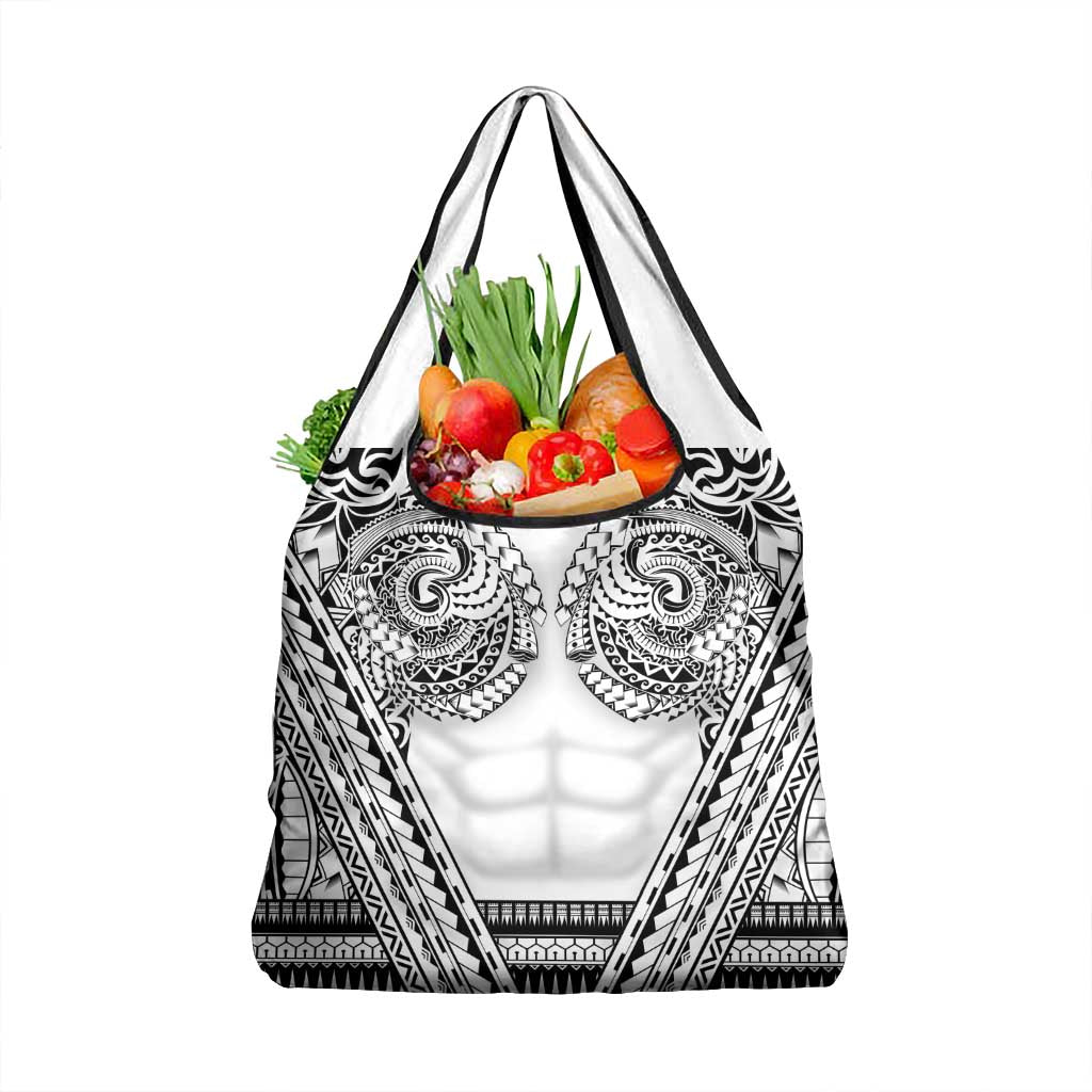 Polynesian Tattoo Inspired Cosplay Costume Grocery Bag Tribal Warrior White - Polynesian Pride