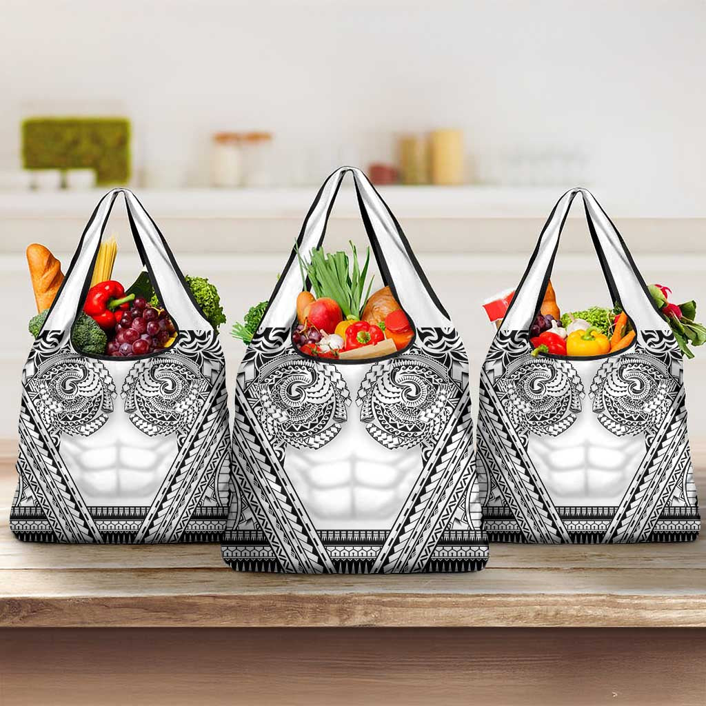 Polynesian Tattoo Inspired Cosplay Costume Grocery Bag Tribal Warrior White - Polynesian Pride