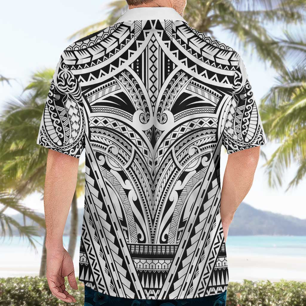 Polynesian Tattoo Inspired Cosplay Costume Hawaiian Shirt Tribal Warrior White - Polynesian Pride