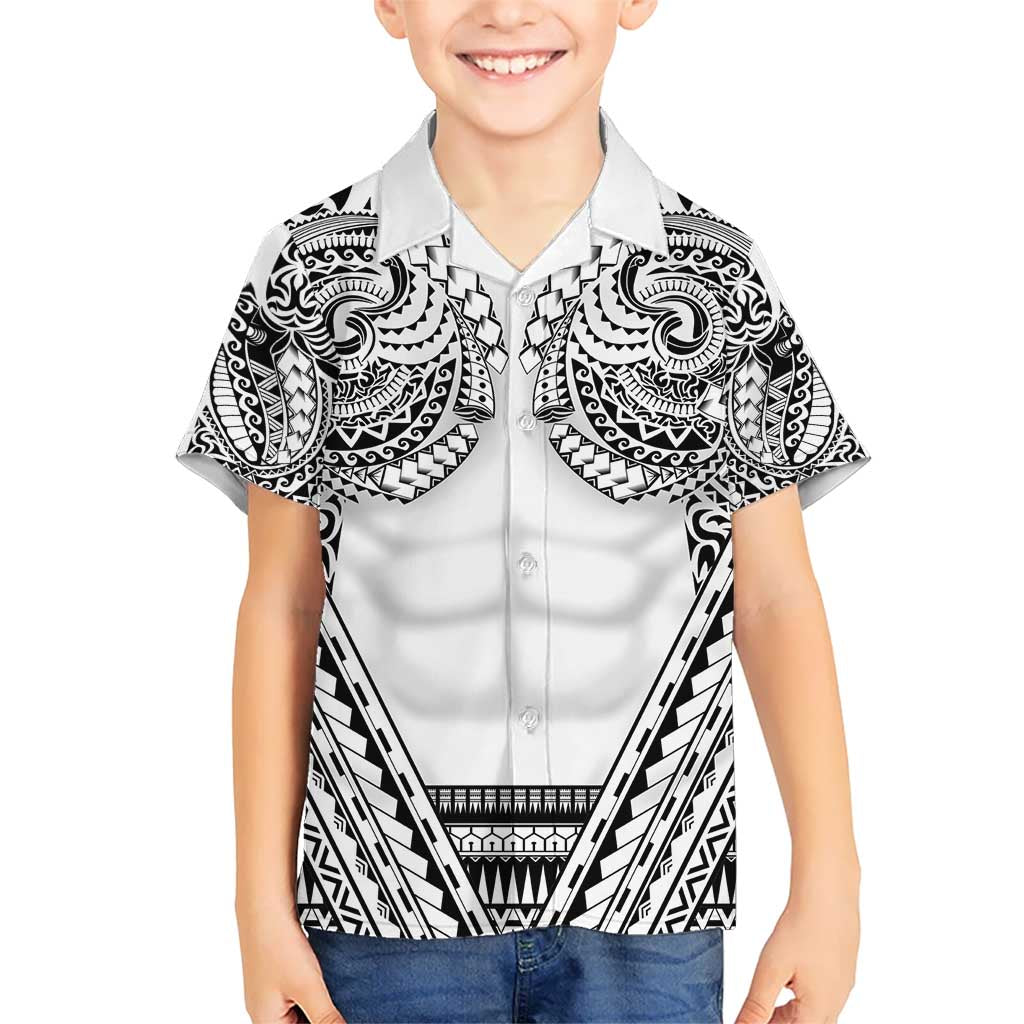 Polynesian Tattoo Inspired Cosplay Costume Hawaiian Shirt Tribal Warrior White - Polynesian Pride