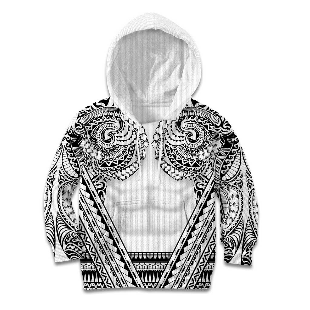 Polynesian Tattoo Inspired Cosplay Costume Kid Hoodie Tribal Warrior White - Polynesian Pride