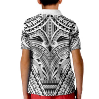 Polynesian Tattoo Inspired Cosplay Costume Kid Polo Shirt Tribal Warrior White - Polynesian Pride