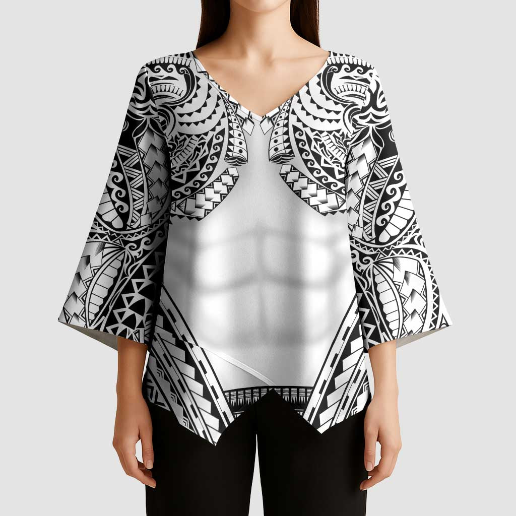 Polynesian Tattoo Inspired Cosplay Costume Kimono Sleeve Blouse Tribal Warrior White - Polynesian Pride