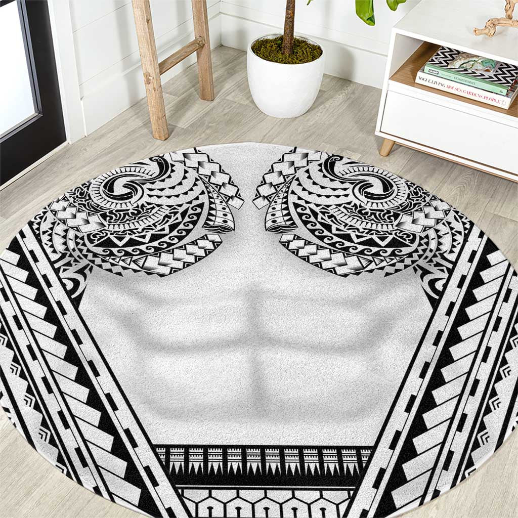 Polynesian Tattoo Inspired Cosplay Costume Round Carpet Tribal Warrior White - Polynesian Pride