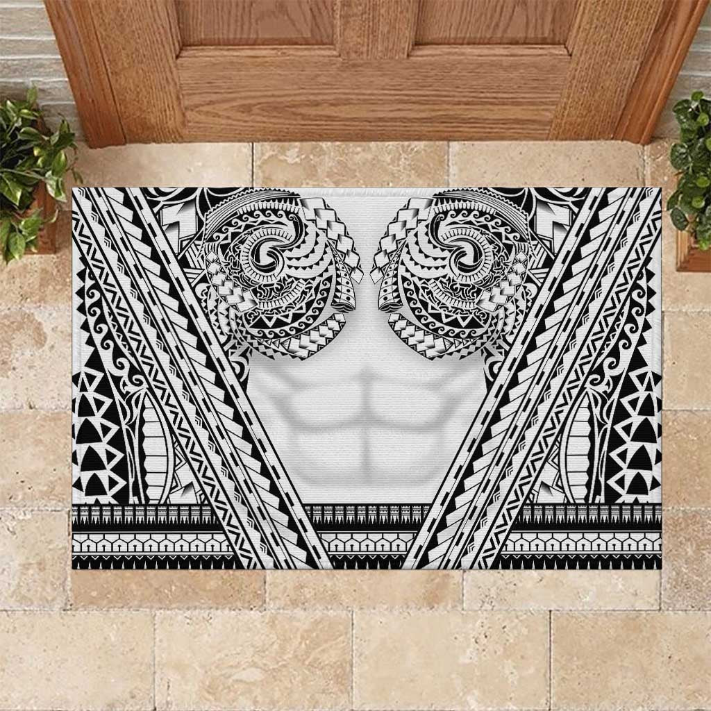 Polynesian Tattoo Inspired Cosplay Costume Rubber Doormat Tribal Warrior White - Polynesian Pride