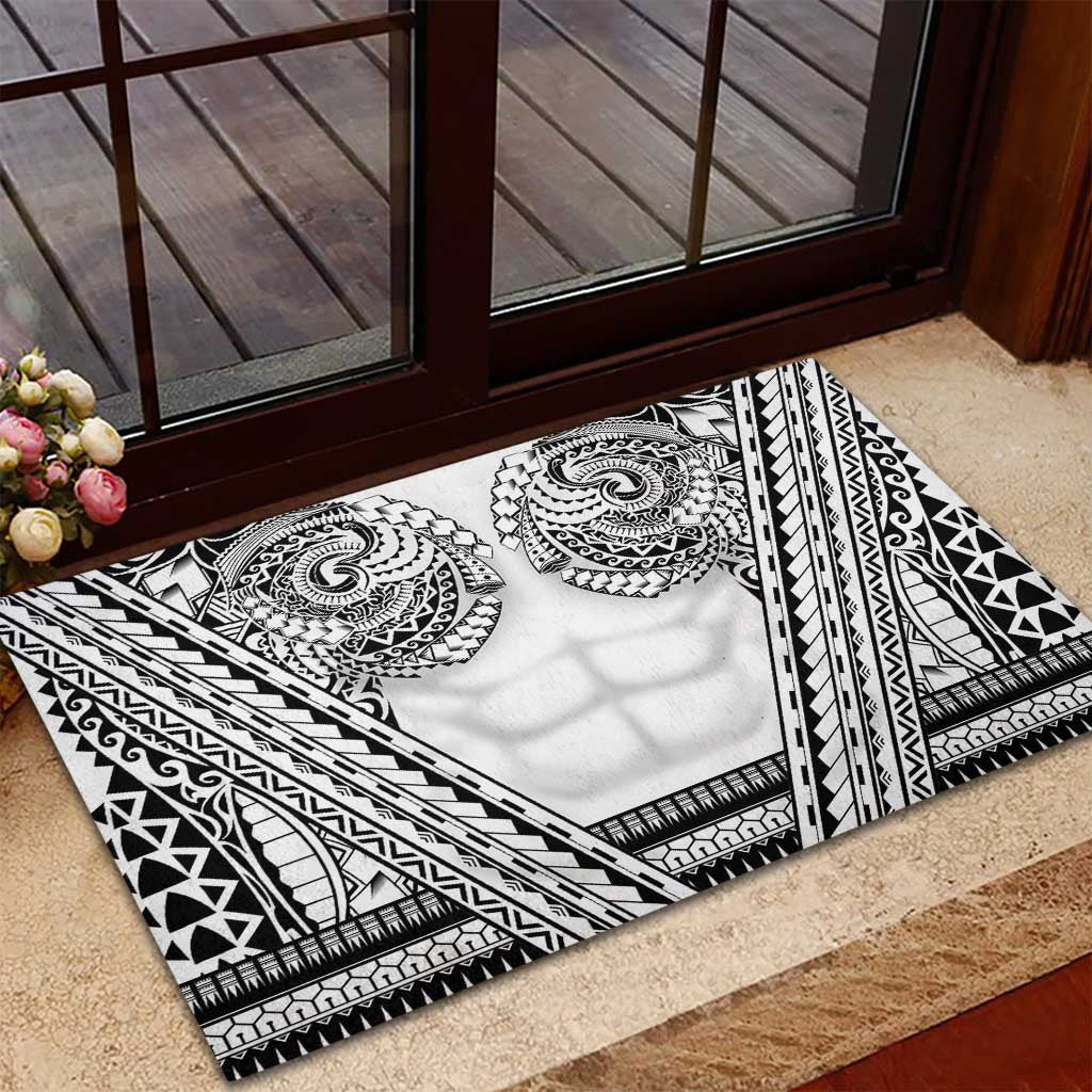 Polynesian Tattoo Inspired Cosplay Costume Rubber Doormat Tribal Warrior White - Polynesian Pride