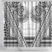Polynesian Tattoo Inspired Cosplay Costume Shower Curtain Tribal Warrior White - Polynesian Pride