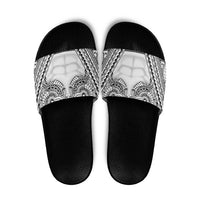 Polynesian Tattoo Inspired Cosplay Costume Slide Sandals Tribal Warrior White - Polynesian Pride
