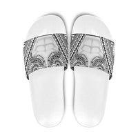 Polynesian Tattoo Inspired Cosplay Costume Slide Sandals Tribal Warrior White - Polynesian Pride