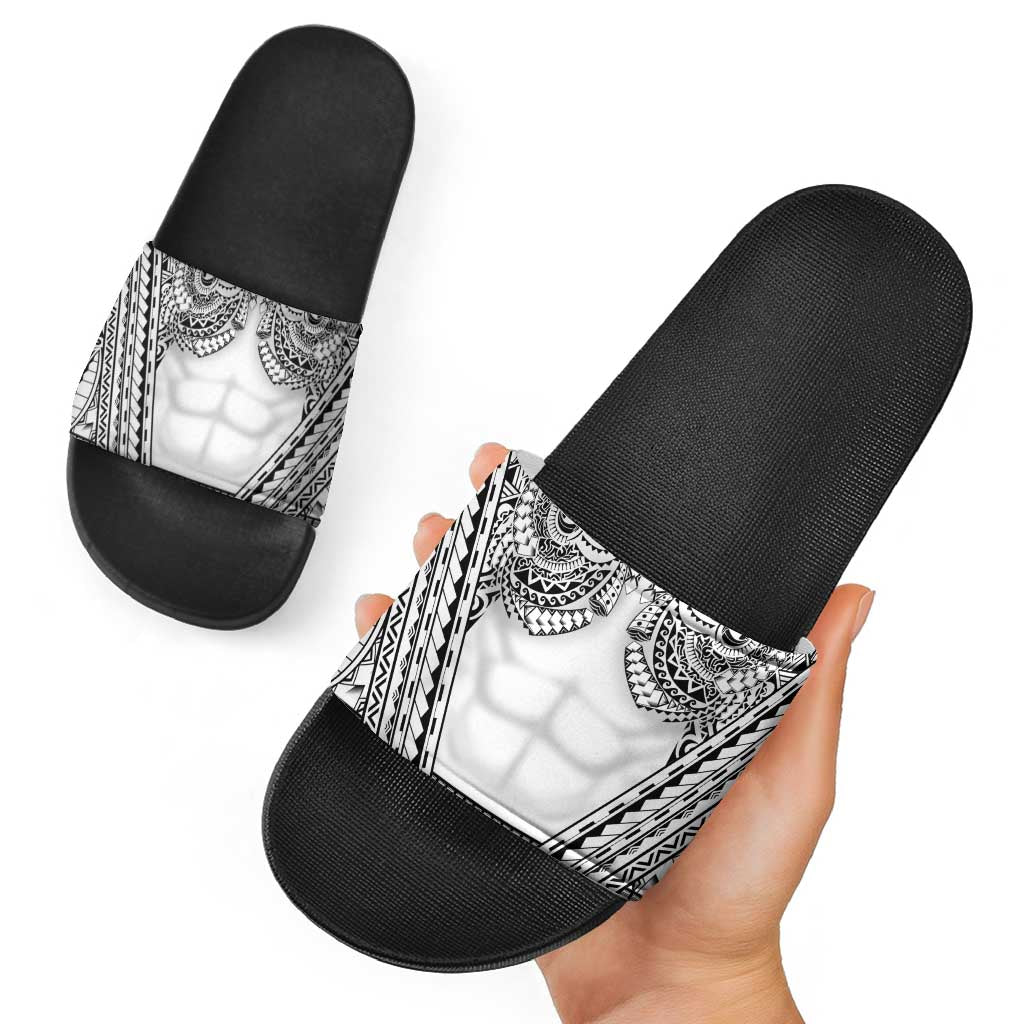 Polynesian Tattoo Inspired Cosplay Costume Slide Sandals Tribal Warrior White - Polynesian Pride