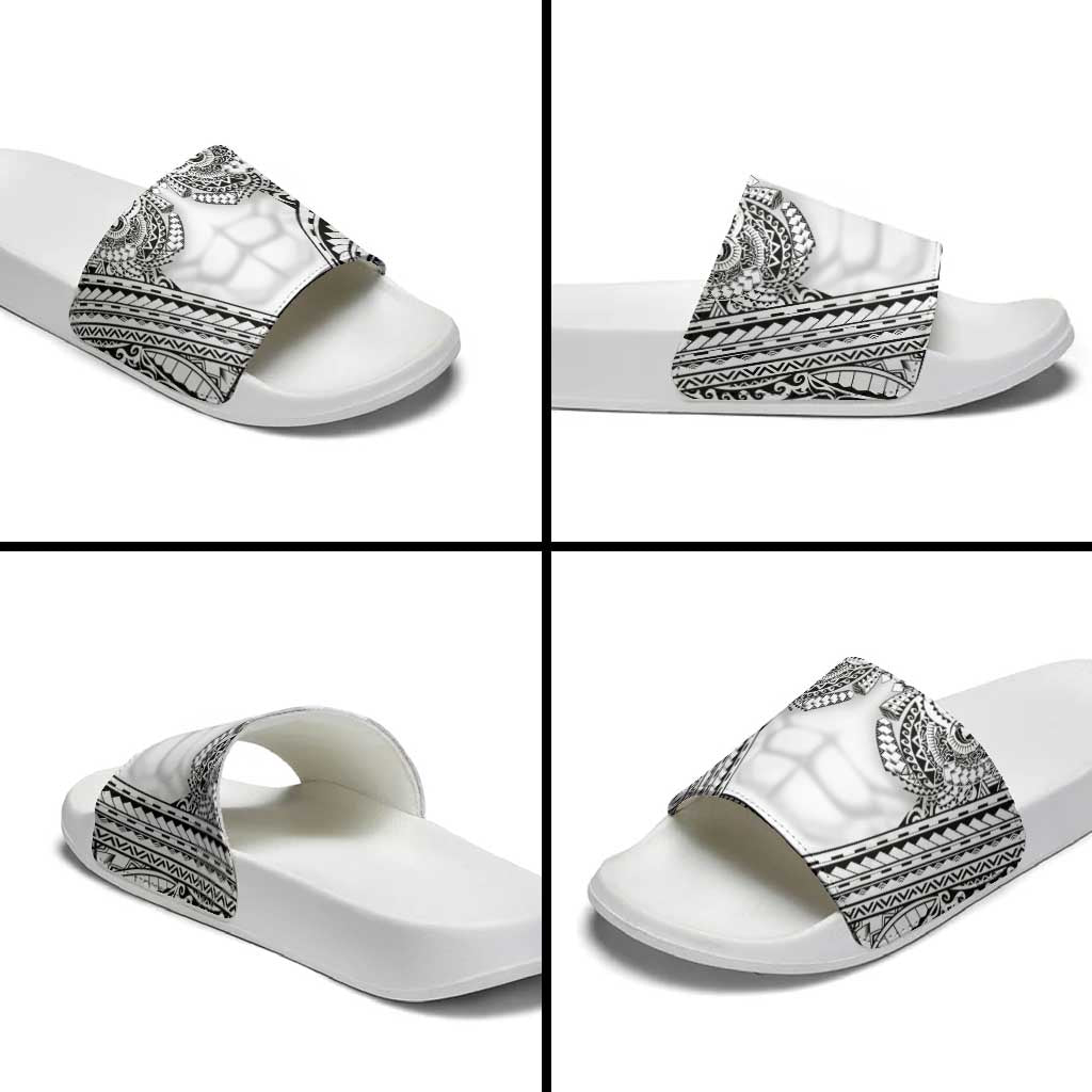 Polynesian Tattoo Inspired Cosplay Costume Slide Sandals Tribal Warrior White - Polynesian Pride