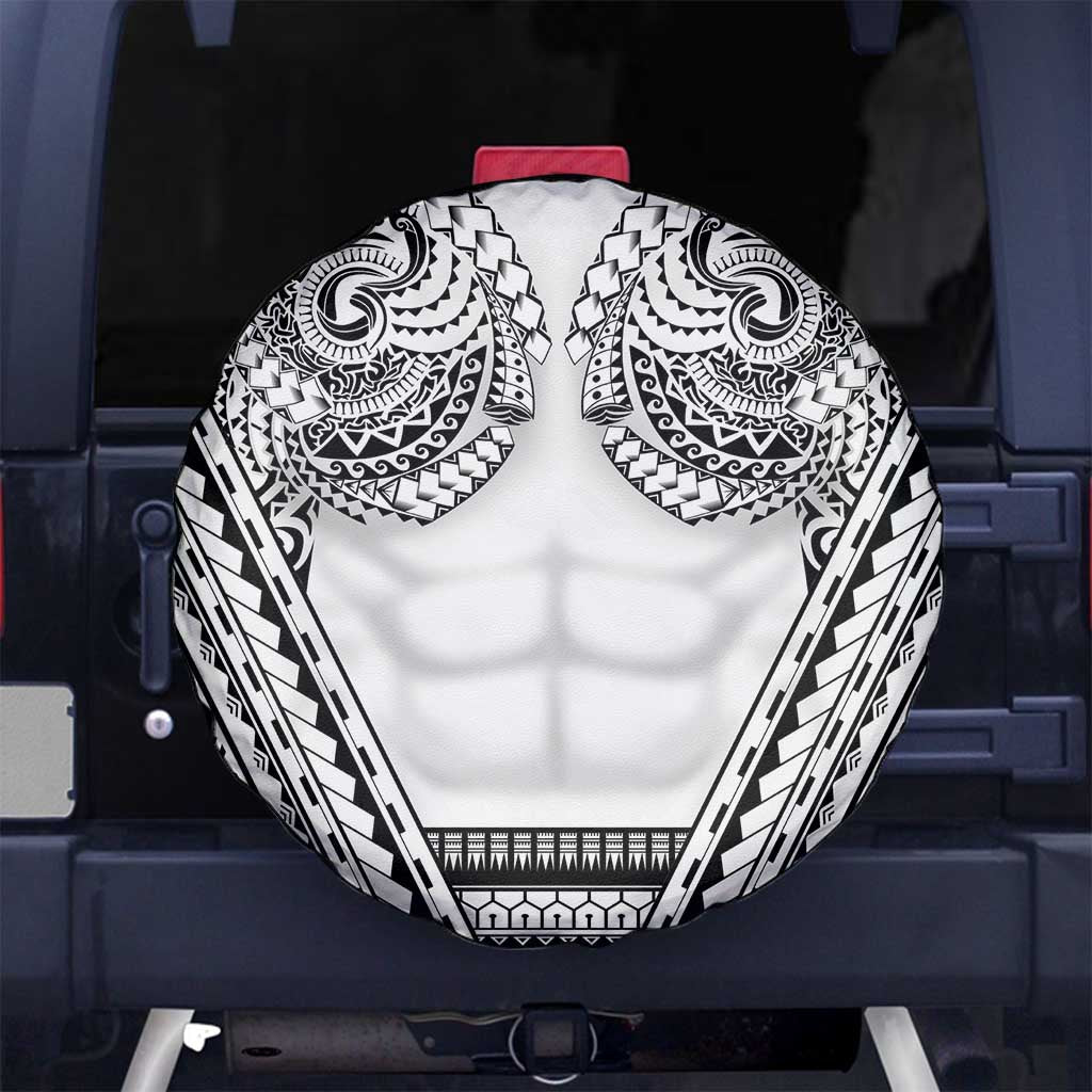 Polynesian Tattoo Inspired Cosplay Costume Spare Tire Cover Tribal Warrior White - Polynesian Pride