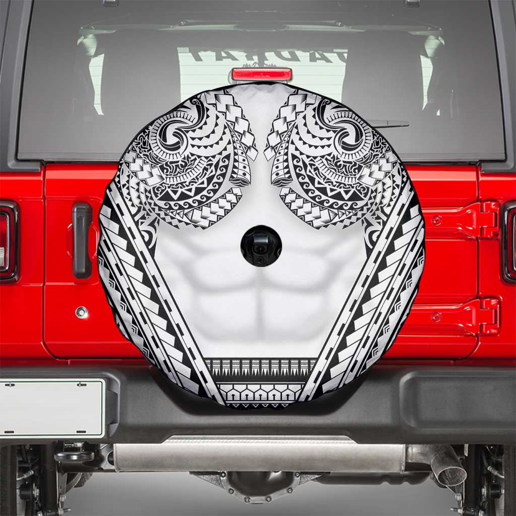 Polynesian Tattoo Inspired Cosplay Costume Spare Tire Cover Tribal Warrior White - Polynesian Pride