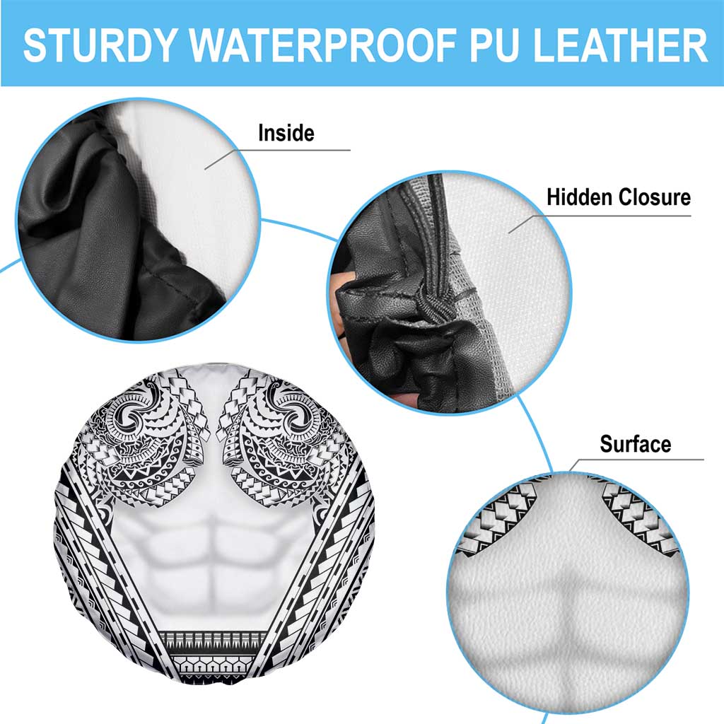 Polynesian Tattoo Inspired Cosplay Costume Spare Tire Cover Tribal Warrior White - Polynesian Pride