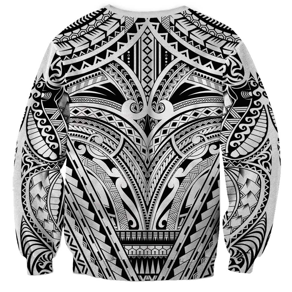 Polynesian Tattoo Inspired Cosplay Costume Sweatshirt Tribal Warrior White - Polynesian Pride