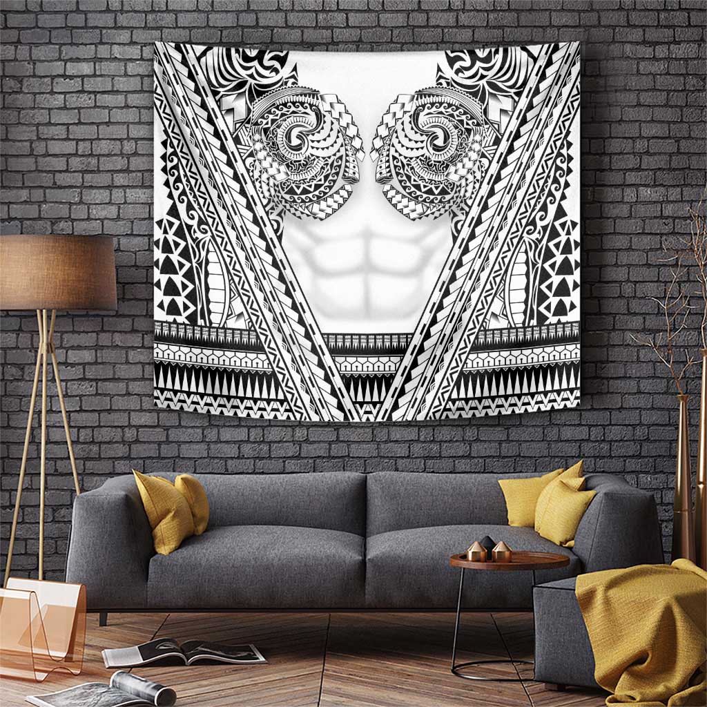 Polynesian Tattoo Inspired Cosplay Costume Tapestry Tribal Warrior White - Polynesian Pride