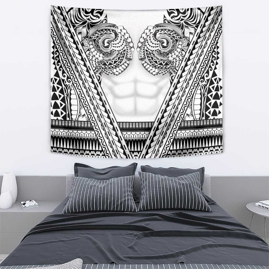 Polynesian Tattoo Inspired Cosplay Costume Tapestry Tribal Warrior White - Polynesian Pride