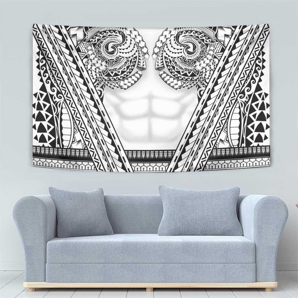 Polynesian Tattoo Inspired Cosplay Costume Tapestry Tribal Warrior White - Polynesian Pride