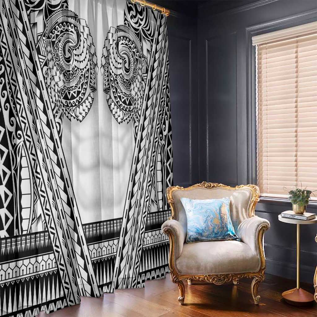 Polynesian Tattoo Inspired Cosplay Costume Window Curtain Tribal Warrior White - Polynesian Pride