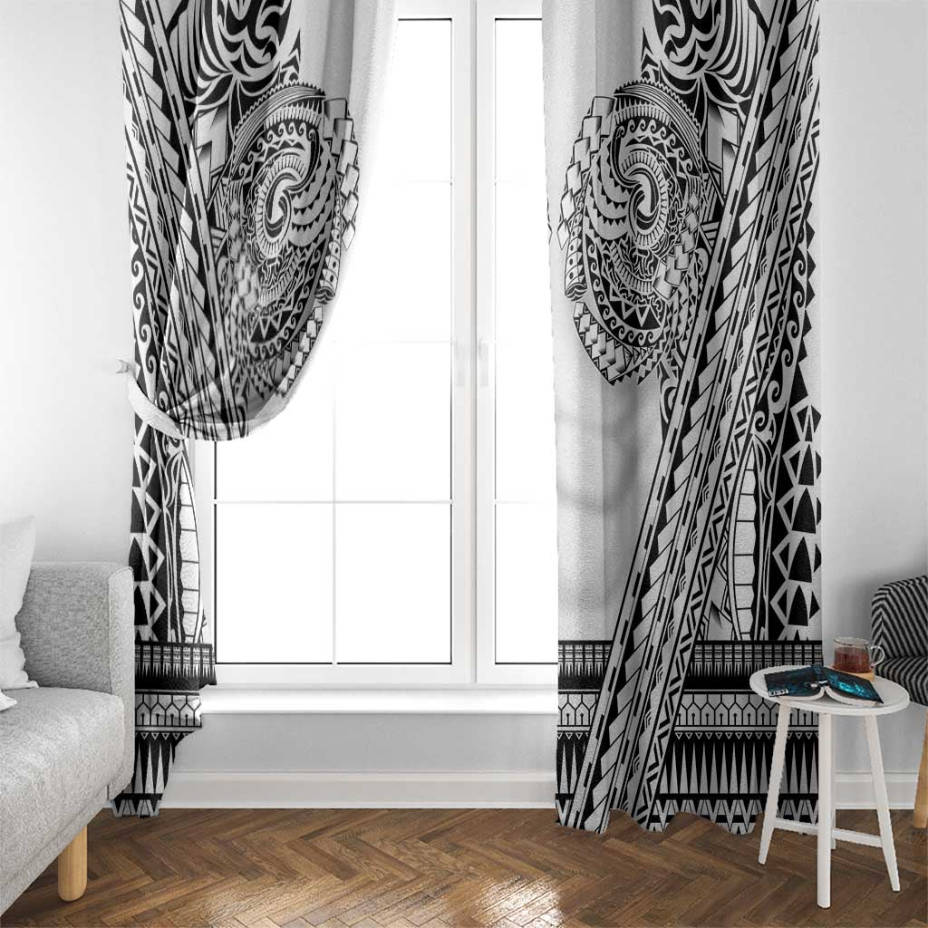 Polynesian Tattoo Inspired Cosplay Costume Window Curtain Tribal Warrior White - Polynesian Pride