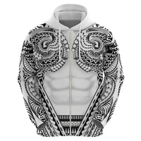 Polynesian Tattoo Inspired Cosplay Costume Zip Hoodie Tribal Warrior White - Polynesian Pride