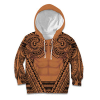 Polynesian Tattoo Inspired Cosplay Costume Kid Hoodie Tribal Warrior LT05 Hoodie Brown - Polynesian Pride