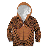 Polynesian Tattoo Inspired Cosplay Costume Kid Hoodie Tribal Warrior LT05 Zip Hoodie Brown - Polynesian Pride
