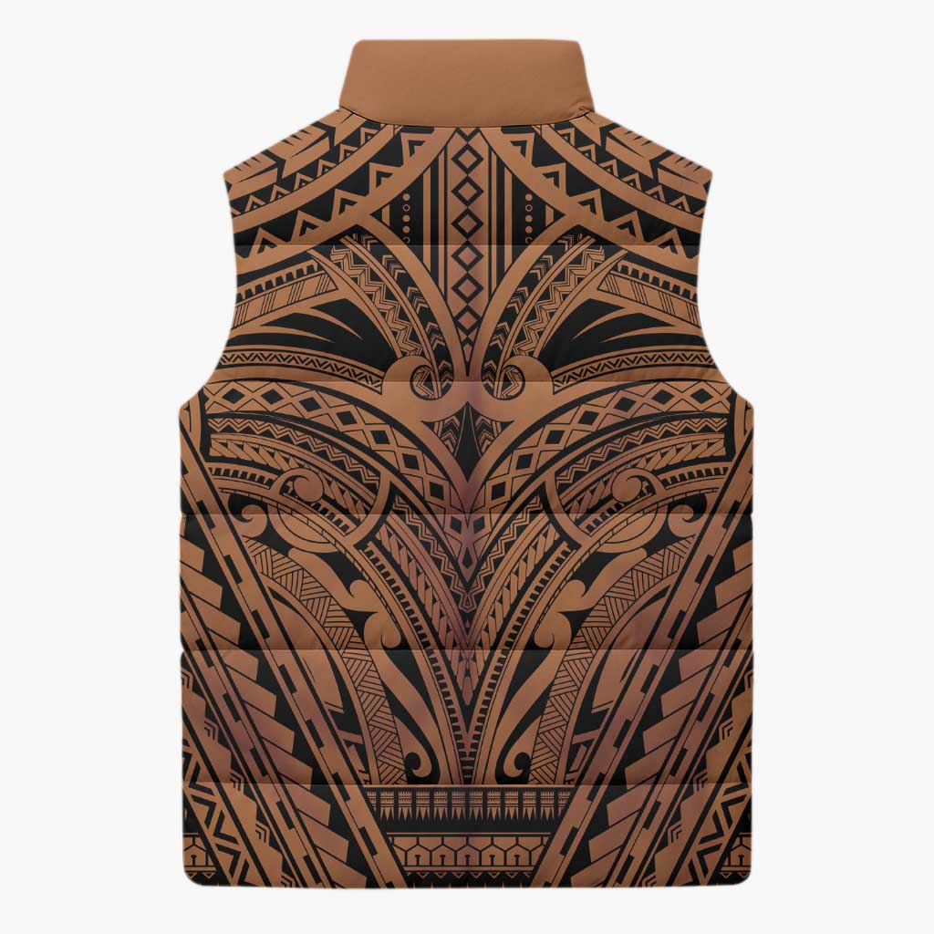 Polynesian Tattoo Inspired Cosplay Costume Sleeveless Puffer Jacket Tribal Warrior - Polynesian Pride