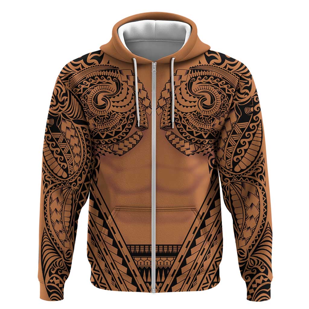 Polynesian Tattoo Inspired Cosplay Costume Zip Hoodie Tribal Warrior - Polynesian Pride