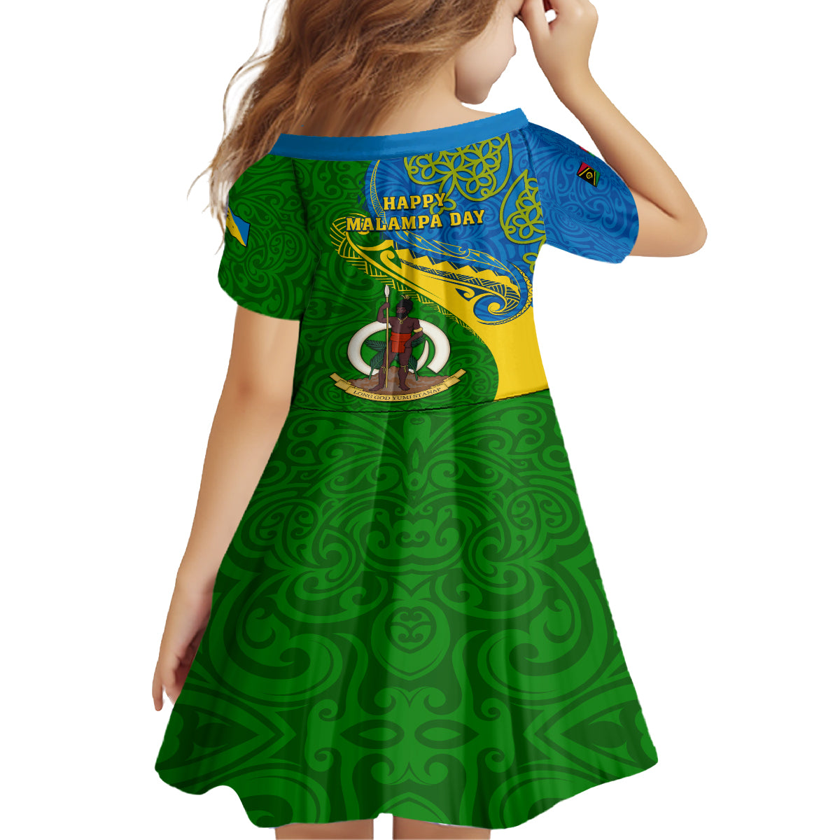 malampa-day-kid-short-sleeve-dress-sand-drawing-vanuatuan-pattern