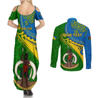 Personalized Malampa Day Couples Matching Summer Maxi Dress and Long Sleeve Button Shirts Sand Drawing Vanuatuan Pattern LT05 - Polynesian Pride