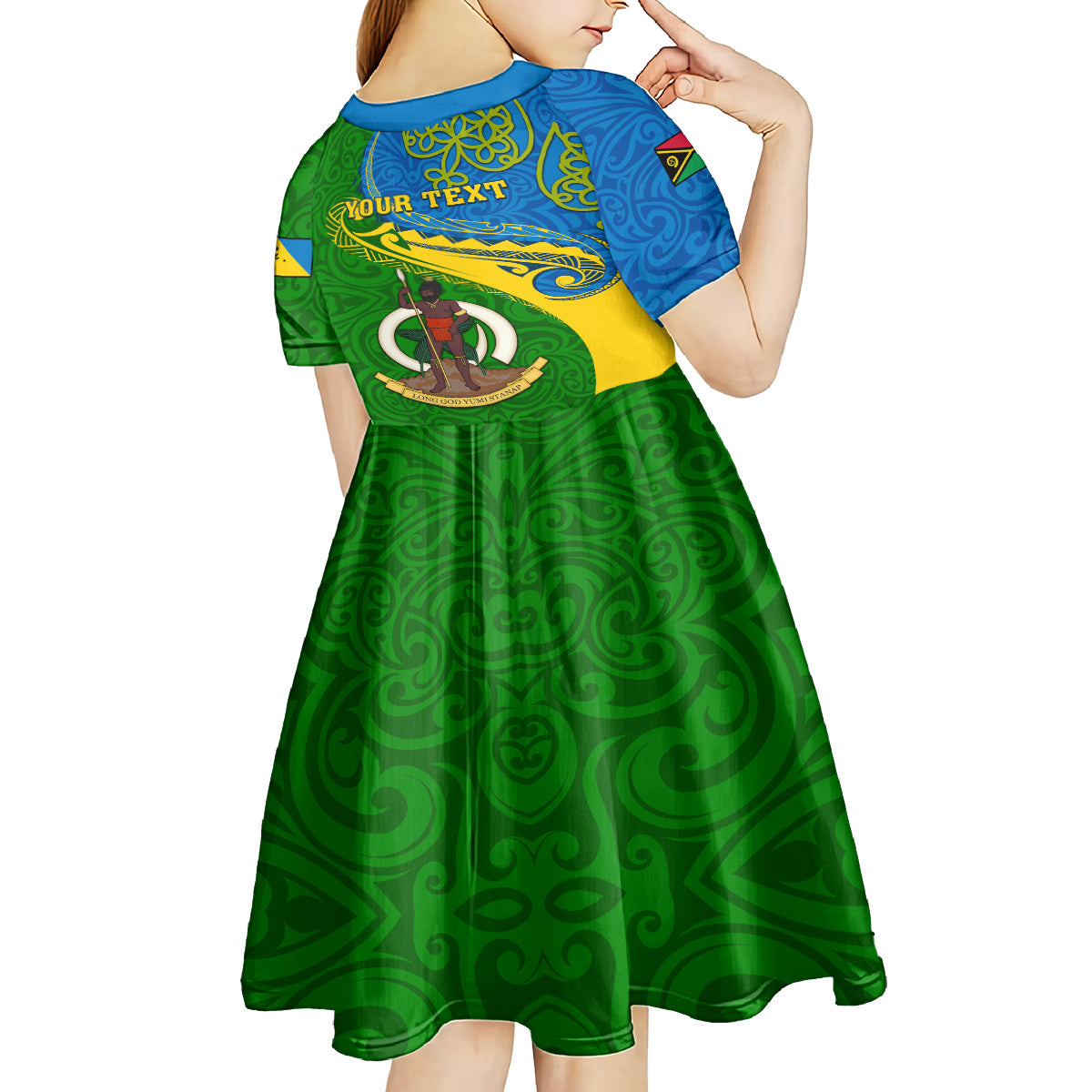 personalized-malampa-day-kid-short-sleeve-dress-sand-drawing-vanuatuan-pattern