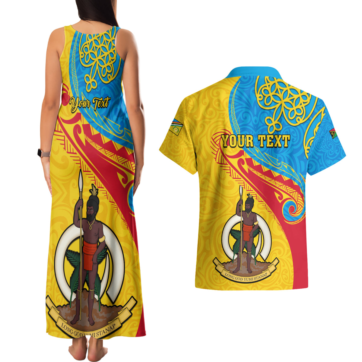 Personalized Torba Day Couples Matching Tank Maxi Dress and Hawaiian Shirt Sand Drawing Vanuatuan Pattern LT05 - Polynesian Pride