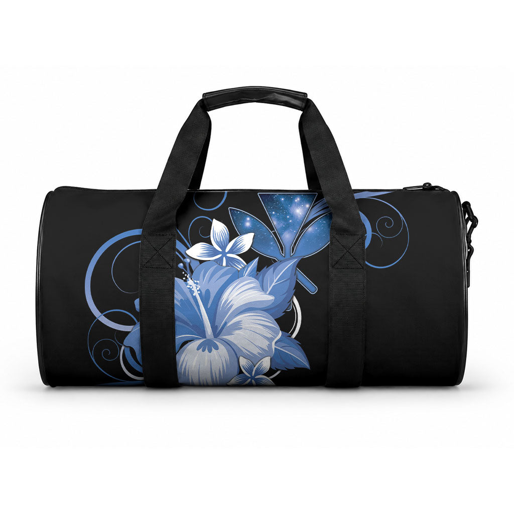 Hawaii Makahiki Kanaka Maoli Duffle Bag Blue Hibiscus Floral Vibes