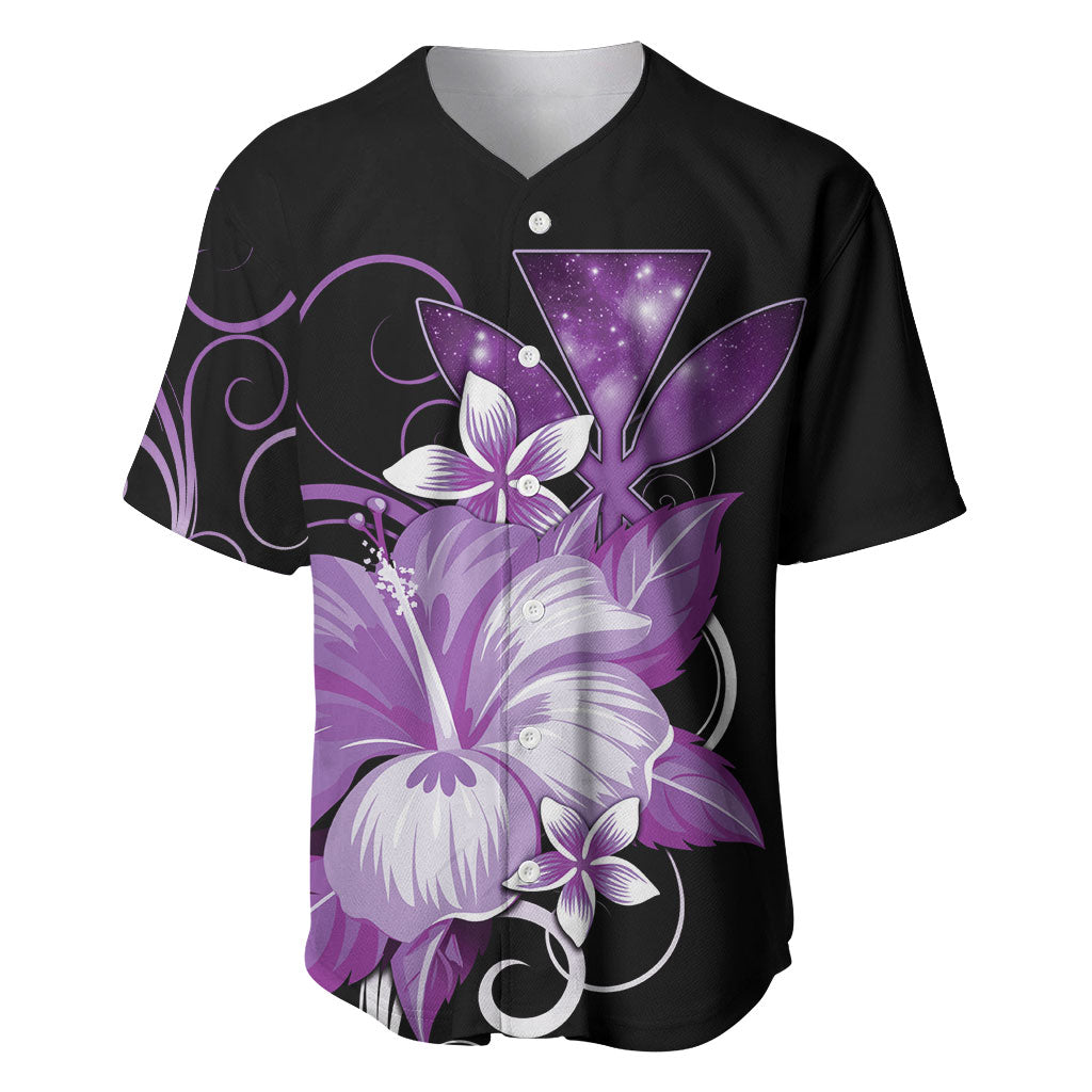 Hawaii Makahiki Kanaka Maoli Baseball Jersey Purple Hibiscus Floral Vibes LT05 Purple - Polynesian Pride