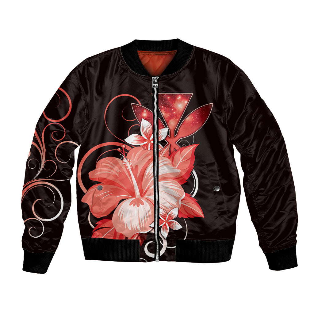 Hawaii Makahiki Kanaka Maoli Bomber Jacket Red Hibiscus Floral Vibes LT05 Unisex Red - Polynesian Pride