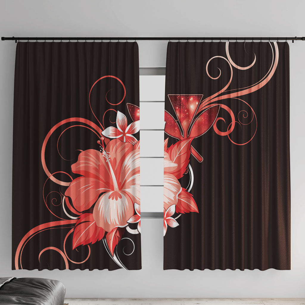 Hawaii Makahiki Kanaka Maoli Window Curtain Red Hibiscus Floral Vibes