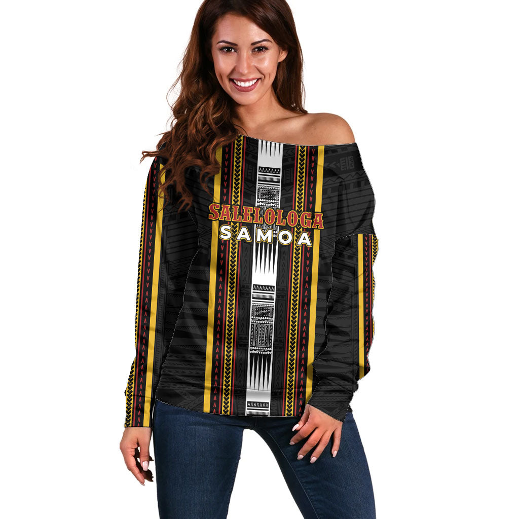 Personalised Salelologa Samoa Off Shoulder Sweater Samoan Tribal Pattern