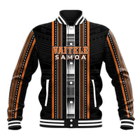 Personalised Vaitele Samoa Baseball Jacket Samoan Tribal Pattern LT05 Unisex Orange - Polynesian Pride