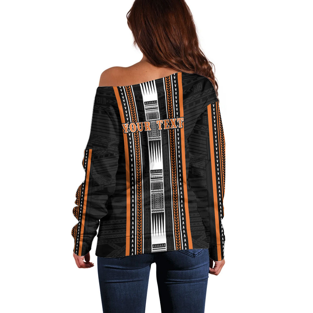 Personalised Vaitele Samoa Off Shoulder Sweater Samoan Tribal Pattern LT05 - Polynesian Pride
